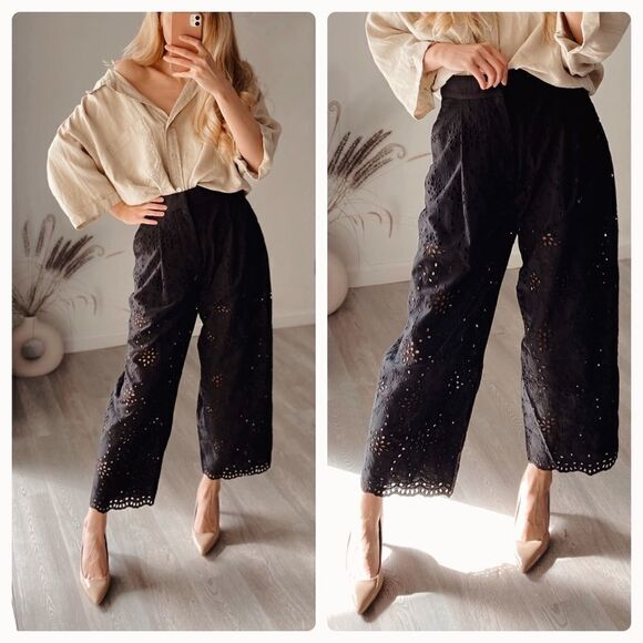 ZARA Openwork Pants Black New - Picture 4 of 13